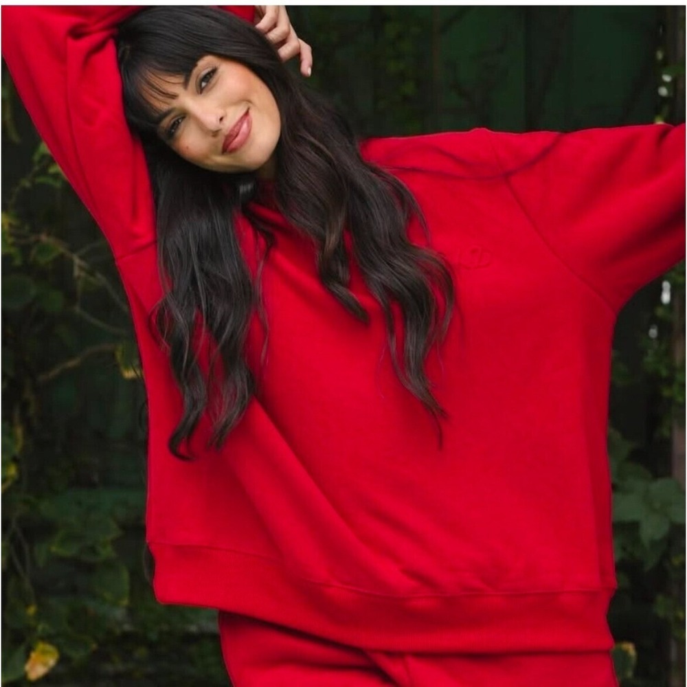 Parke Red embossed Mockneck Sweatshirt Logo Pullover Casual Comfy Top XXL NEW